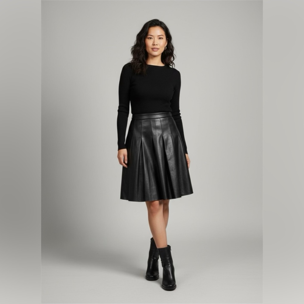 Marc Jacobs Black 100% Lamb Leather A-Line Skirt